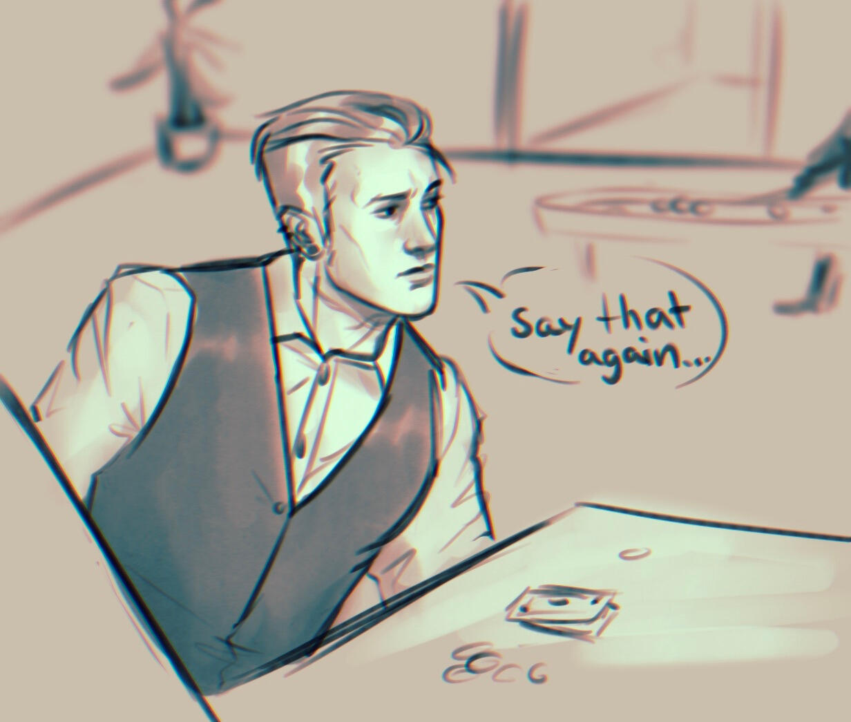 Chromatic minimal shaded sketch +15€