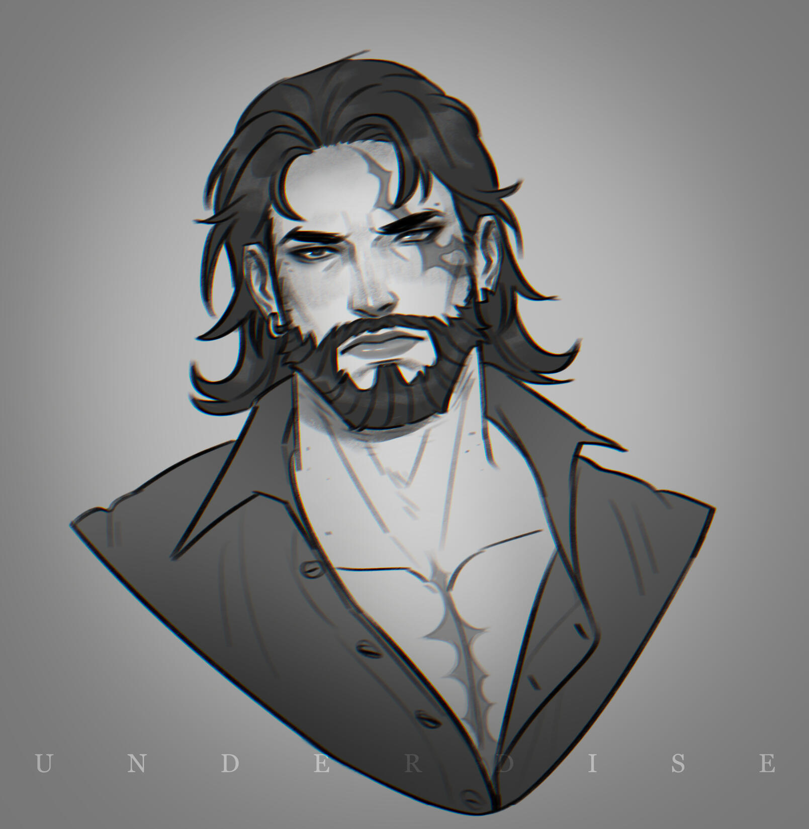 Chromatic minimal shaded sketch +15€