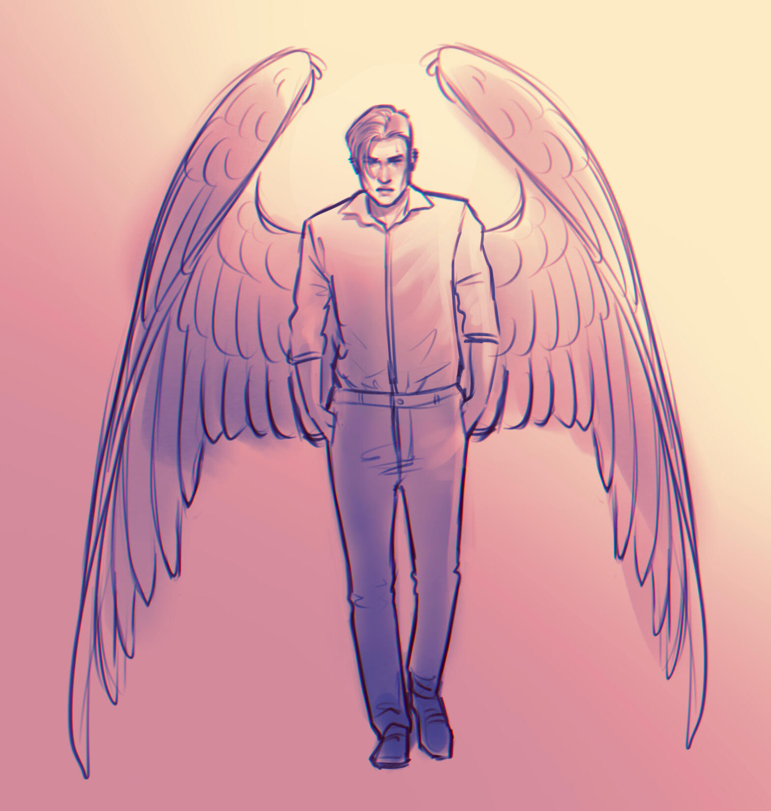 Chromatic minimal shaded sketch +15€